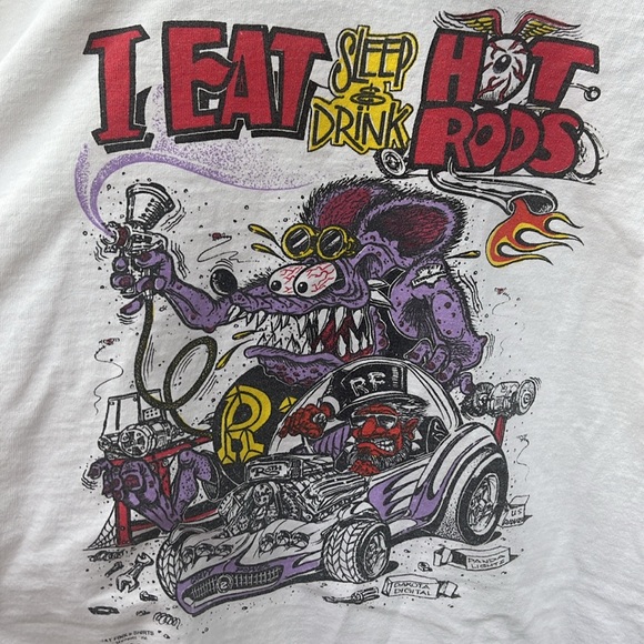 Vintage 90s Rat Fink Hot Rod T-Shirt / XL / I Eat Sleep Drink Hot Rods - Picture 6 of 8